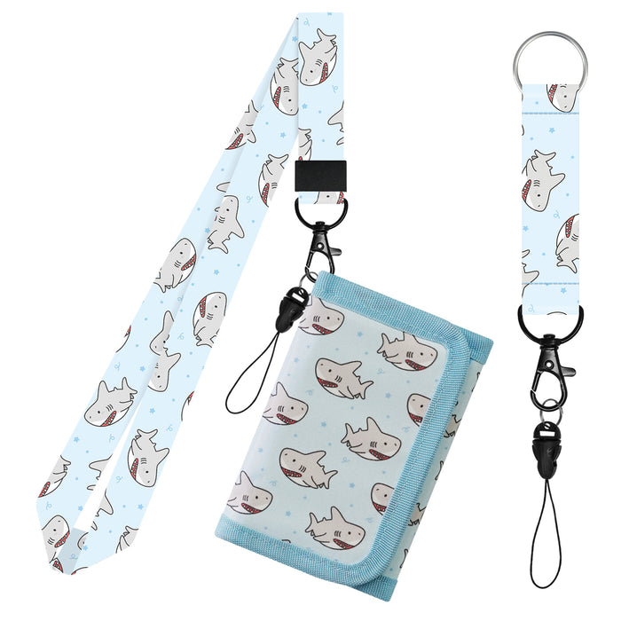 Wholesale Cartoon Print Polyester Kids Wallet with Lanyard