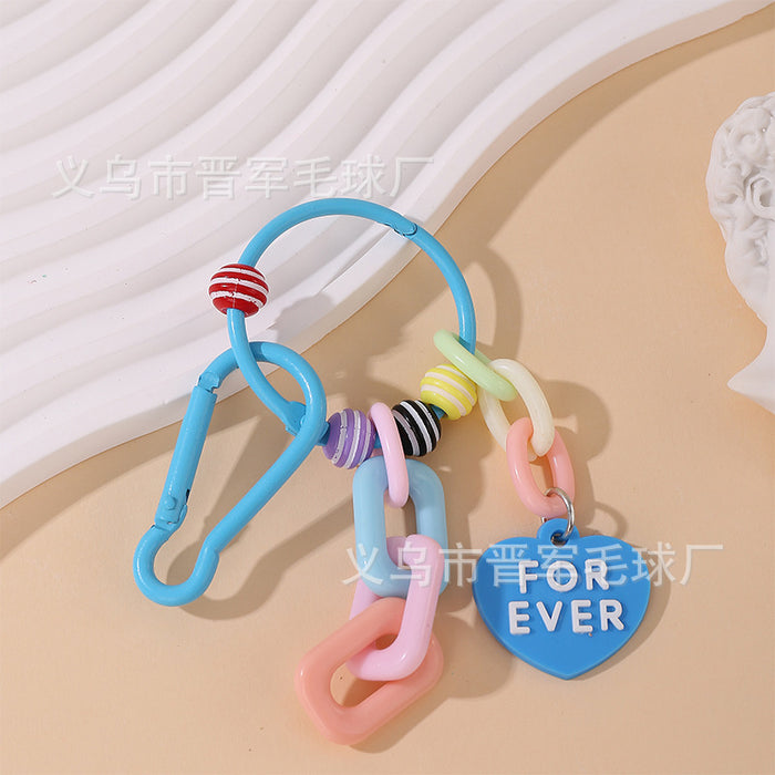 Wholesale Colorful creative couple love chain keychain handmade DIY girls doll bag pendant accessories