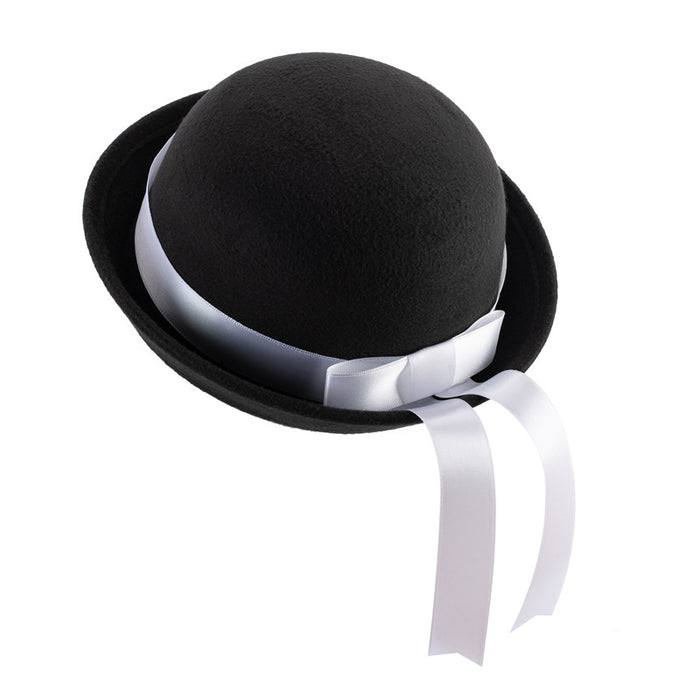 Wholesale Uniform hat, small round hat, versatile round woolen hat, ribbon hat