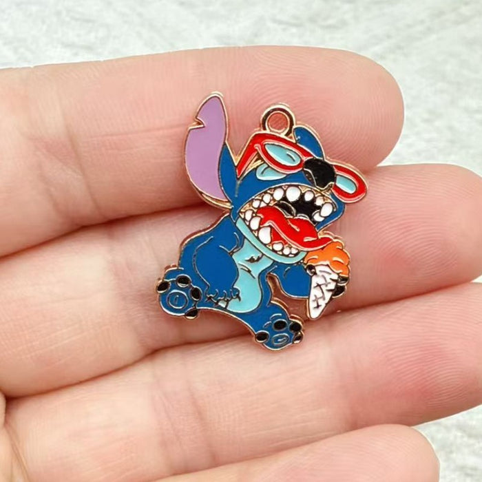 Wholesale 10pcs Cartoon Couple DIY Jewelry Accessories Alloy Enamel Pendant Keychain Earrings