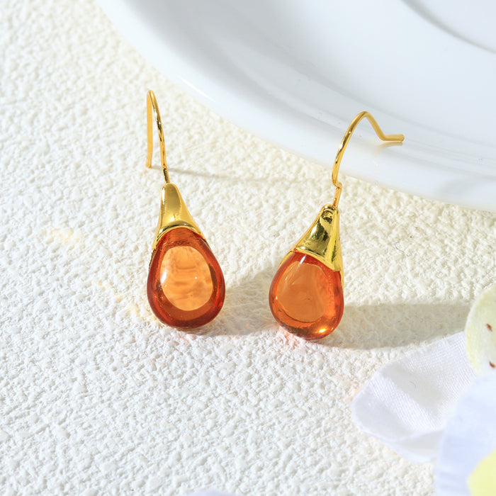 Wholesale Drop-shaped Inlaid Cat's Eye Earrings