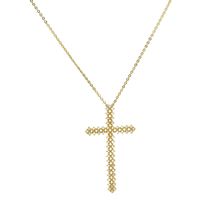 Wholesale 2PCS Brass Zircon Cross Pendant Necklace JDC-NE-BaiYi013