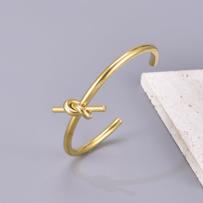 Wholesale Opening Bracelet Simple Geometry Stainless Steel Gold Knot