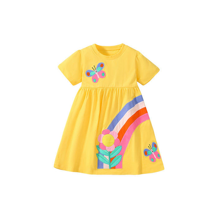 Wholesale Summer Pastoral Style Children's Cotton Short Dress JDC-CTS-BST004