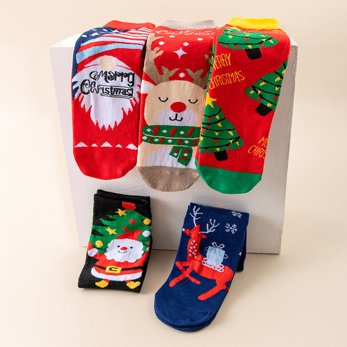 Wholesale Christmas Socks  Gifts Snowflakes Elk Cute Cartoon Christmas Mid-Calf Socks