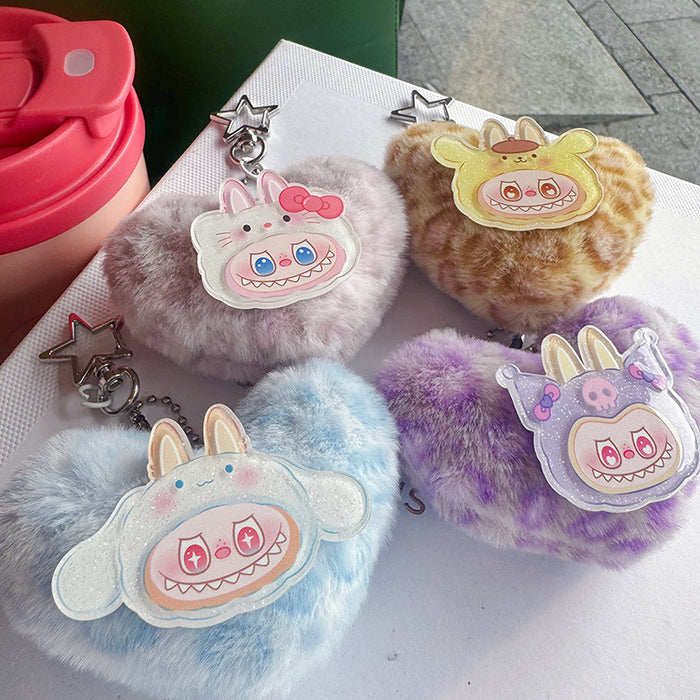 Wholesale Fun Girl Keychain Cute Cartoon Plush Ball Bag Pendant Key Chain Ring Creative Love