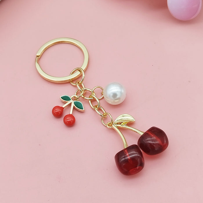 Wholesale Heart Buckle Cherry Keychain Cherry Bag Pendant