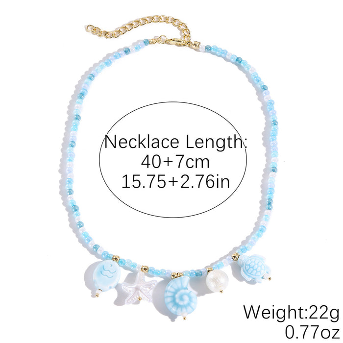 Wholesale Rice bead necklace, seashell, starfish, ceramic pendant, crystal necklace