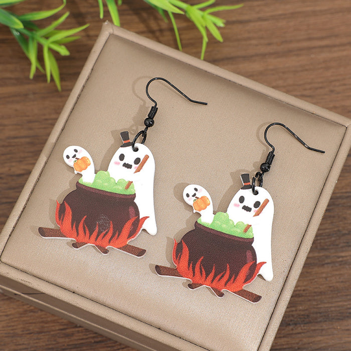 Wholesale Dark Wind  Medicine Stove Ghost Splicing Acrylic Festival Earrings