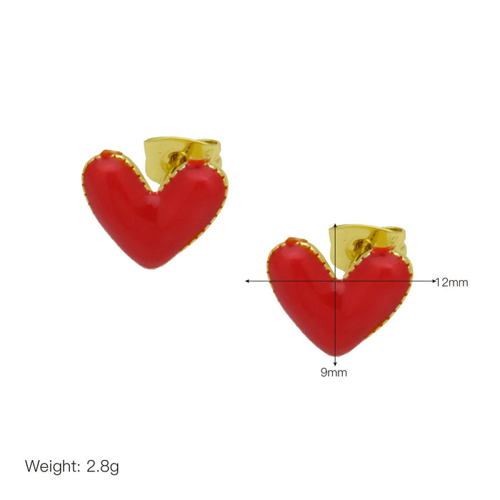 Wholesale Heart-shaped red strawberry apple mushroom color oil ear buckle ear clip earrings jewelry