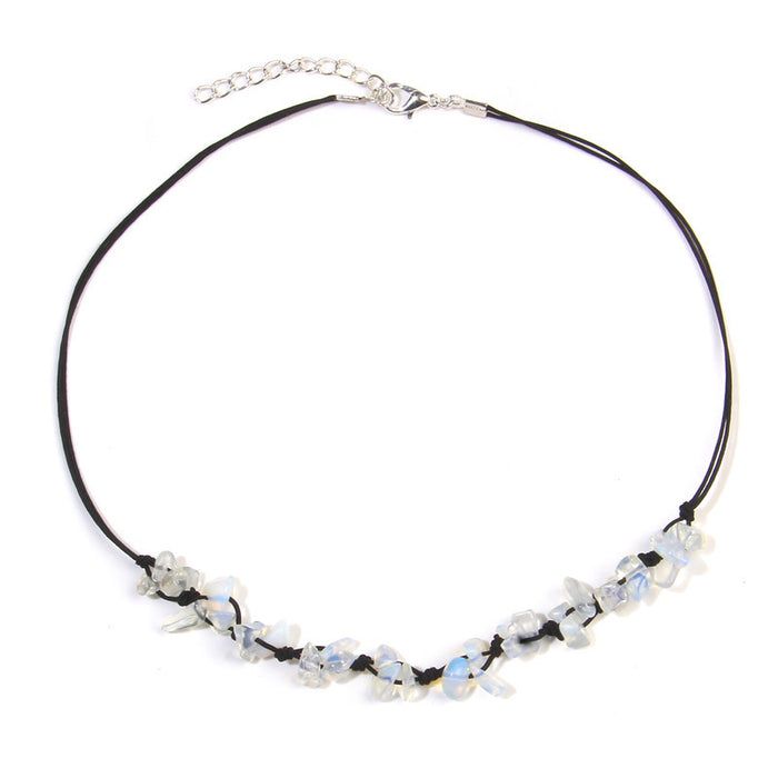 Wholesale Irregular gemstone necklace with turquoise pendant sweater chain