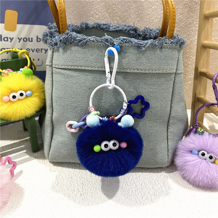 Wholesale Cute Cartoon Keychain Cute Creative Small Coal Ball Plush Doll Schoolbag Pendant Student Doll Gift