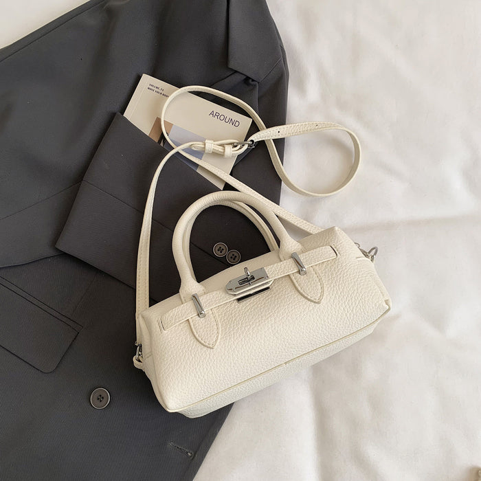 Wholesale Women' s Street Fashion White PU Boston BagEveryday Handbag with Zipper