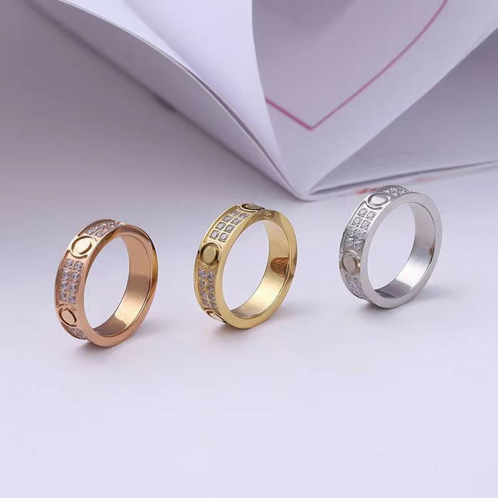 Wholesale Stainless Steel Narrow Diamond Stud Ring JDC-RS-Jinh003