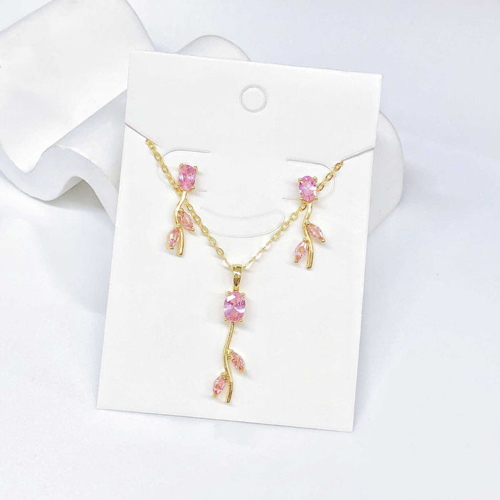 Wholesale Tulip Necklace and Earring Set Clavicle Jewelry