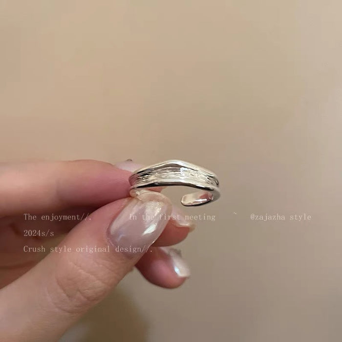 Wholesale Pearl Shattered Silver Irregular Ring Women's Fat Finger Ring
