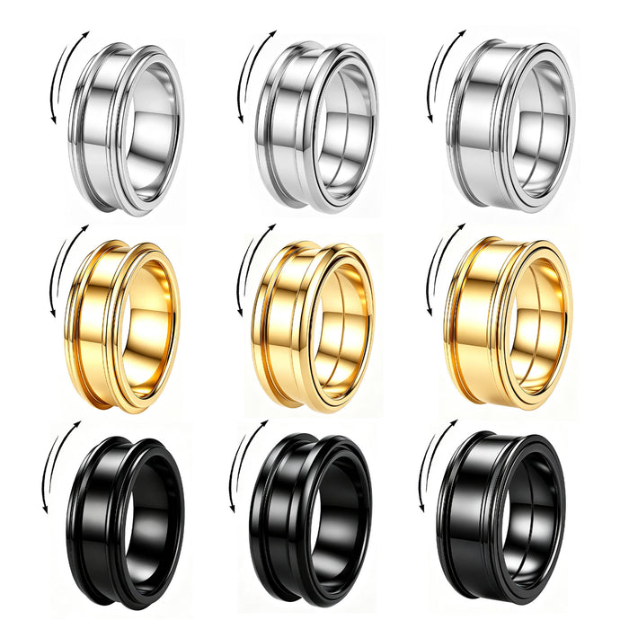 Wholesale Rotating Spinner Ring Blank Stainless Steel DIY Jewelry Accessory