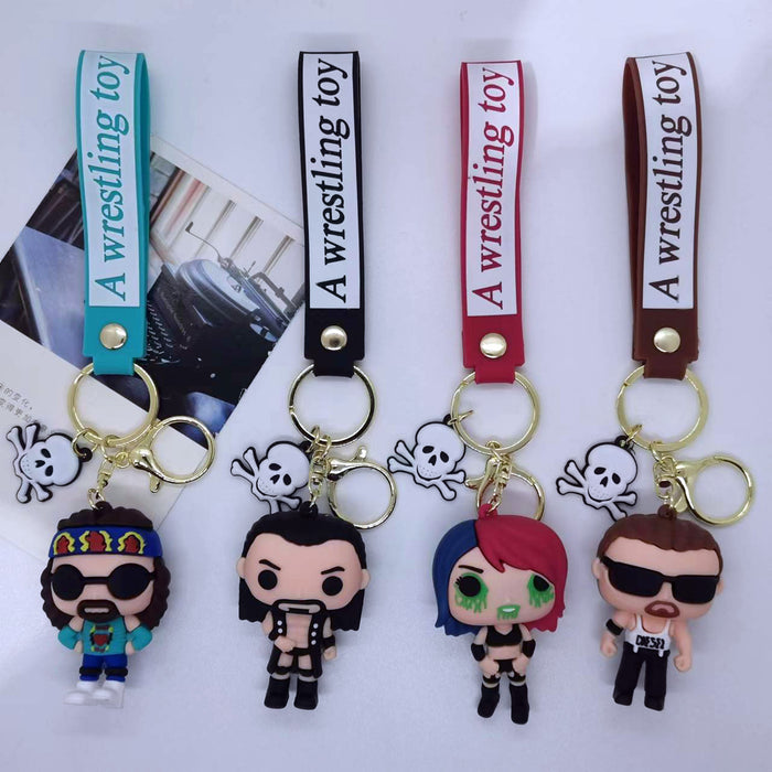 Wholesale Cross-border creative cartoon glue wrestling toy doll key chain bag car key chain accessories gift
