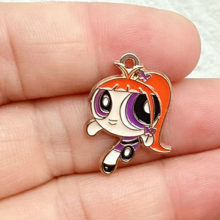 Wholesale 10pcs DIY Cartoon Cute Girl Alloy Resin Jewelry Pendant Necklace Earrings