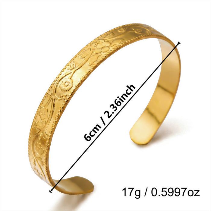 Wholesale Stylish Stainless Steel Open Cuff Bracelet Gold Plated Geometric Cutout Design