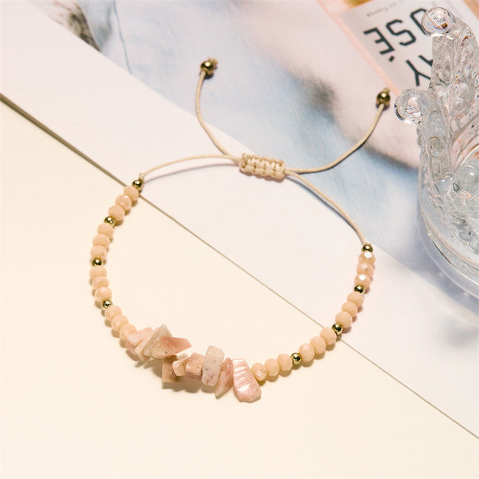 Wholesale hand-woven holiday style gravel beaded personality irregular stone woven adjustable bracelet