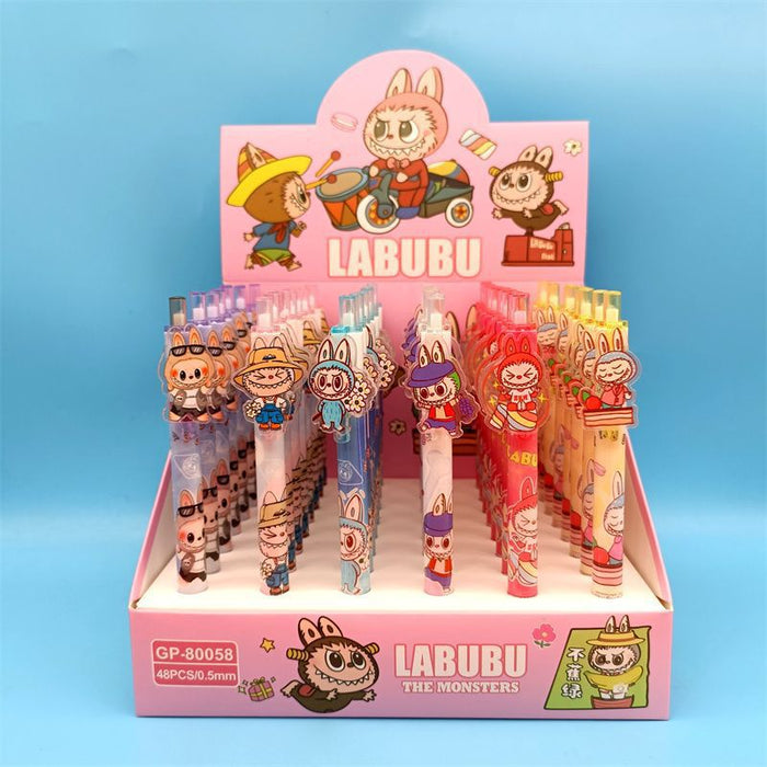 Wholesale 48 pcs Black core 0. 5mm cute cartoon sticker push-button pen