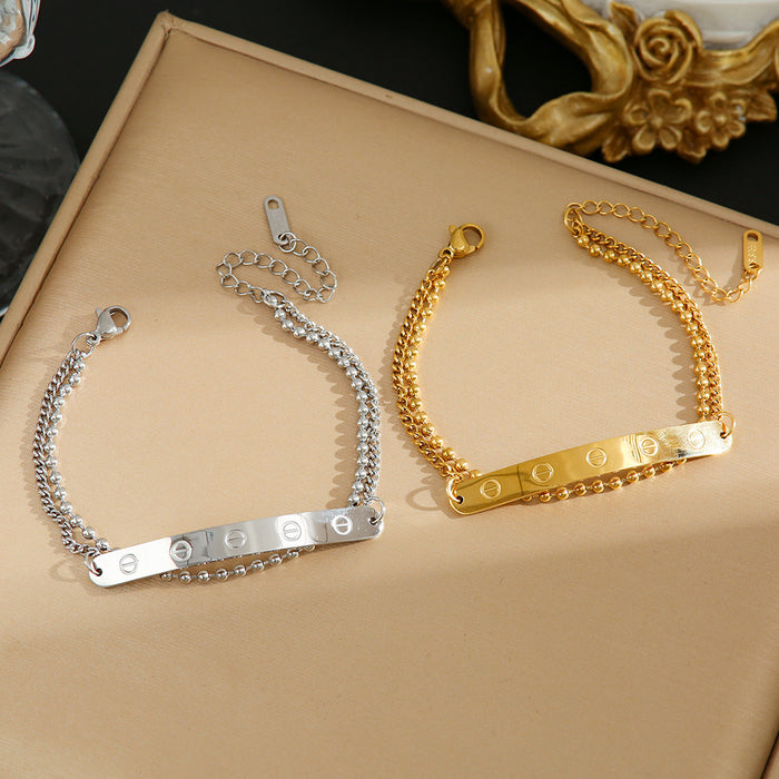 Wholesale New minimalist luxury titanium steel bracelet with high-end feel electroplated gold jewelry