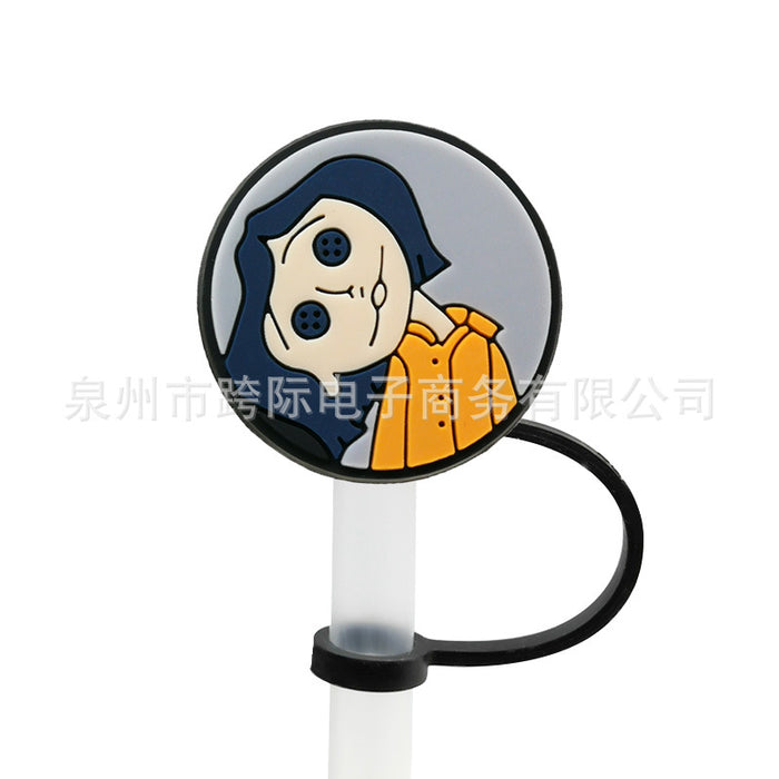 Wholesale Series Straw Cover Straw Cap Silicone Dust Stopper Cute Anime Party Straw Decoration