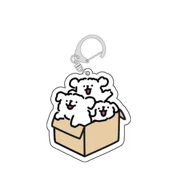 Wholesale Cartoon line puppy keychain acrylic pendant cute