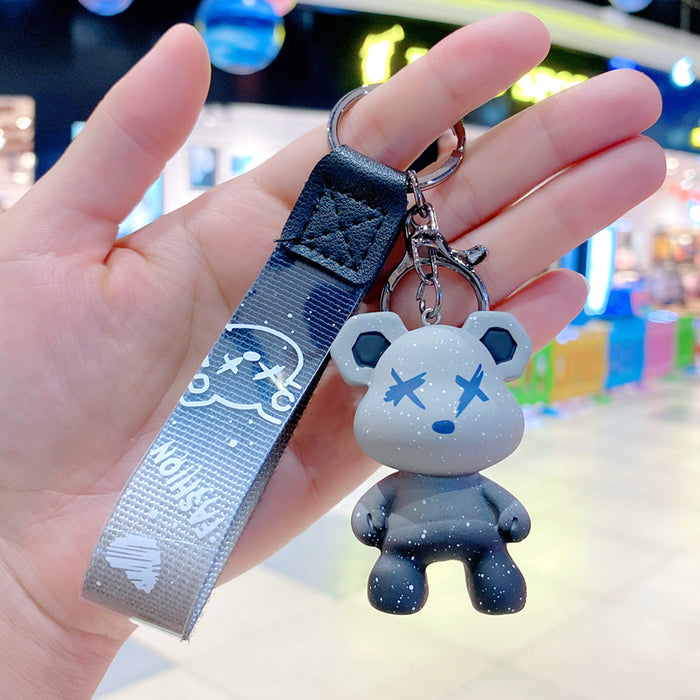 Wholesale Cartoon Starry Sky Chameleon Bear Keychain Cute Trendy Fashion Little Bear Car Keychain Couple Bag Pendant