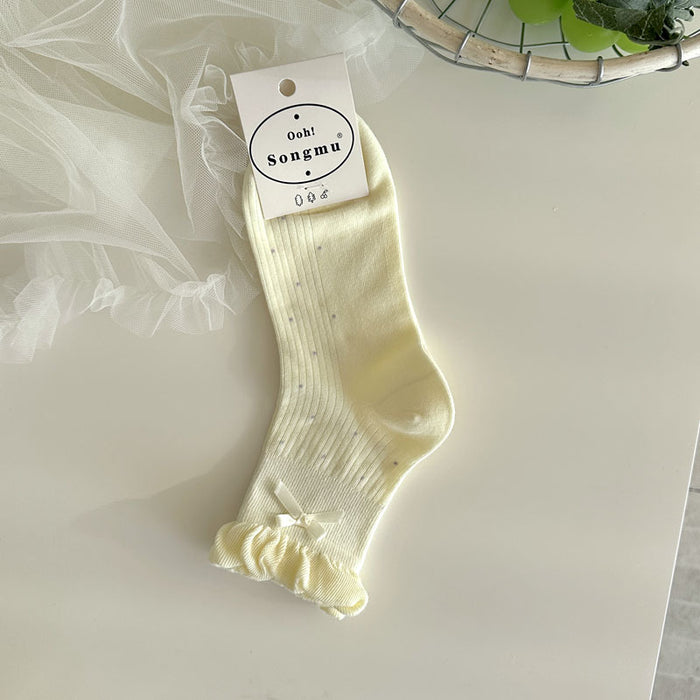 Wholesale Boneless socks, bow tie, short tube women's socks, polka dot cotton socks