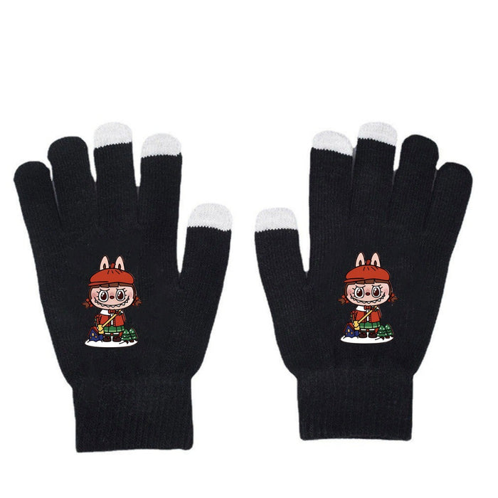 Wholesale Warm Dopamine Printed Knitted Gloves