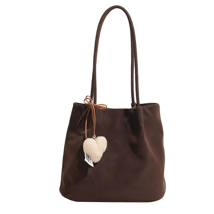 Wholesale Retro suede tote bag, fashionable large capacity armpit bag, casual commuting shoulder bag