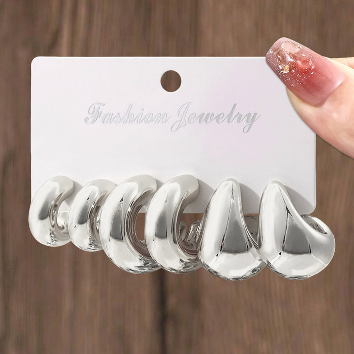 Wholesale Water droplet earring set macaron color niche high-end temperament ear accessory