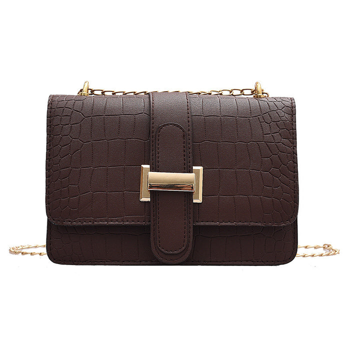 Wholesale PU One-shoulder Stone Pattern Embossed Solid Color Messenger Bag JDC-SD-SYuan017