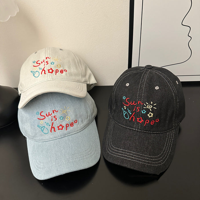 Wholesale Washed denim vintage embroidered  baseball cap