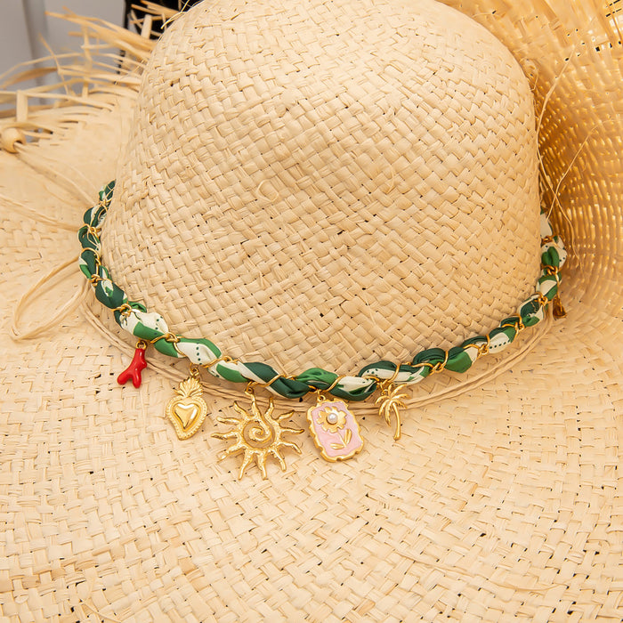 Wholesale Titanium Steel Necklace  Gold Accessible Luxury High-End Sun Flower Silk f Titanium Steel Color-Preserving Clavicle Chain Necklace