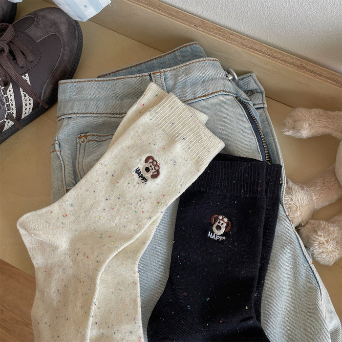 Wholesale Cotton socks, socks, children's socks, cartoon embroidery, college style, long socks, pile socks