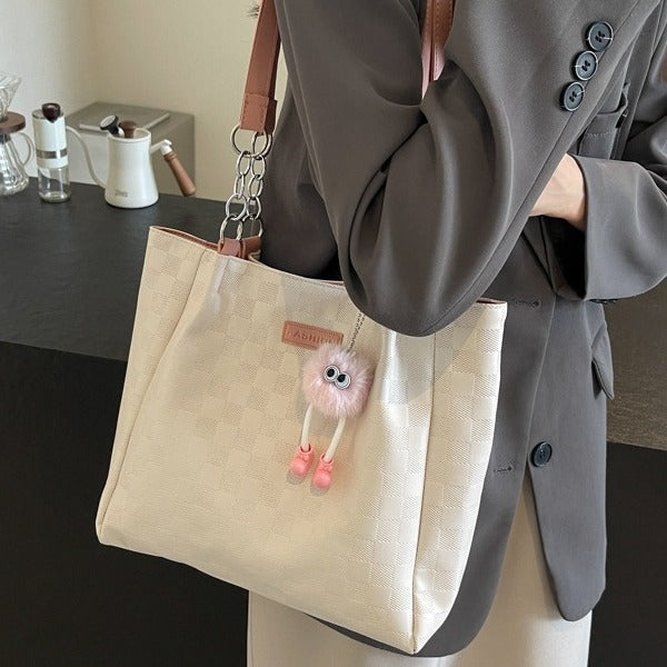 Wholesale Color blocked patchwork shoulder bag commuting tote bag