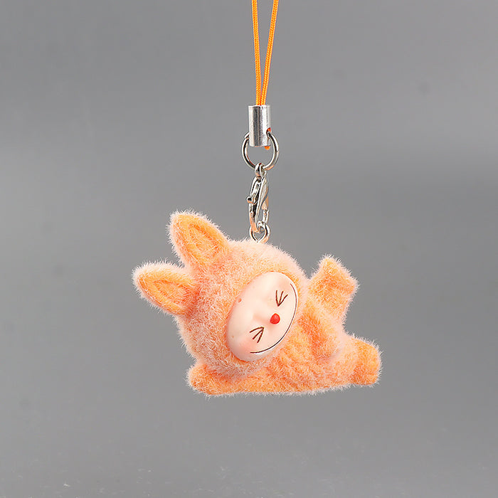Wholesale Resin flocked side-lying yoga cartoon keychain