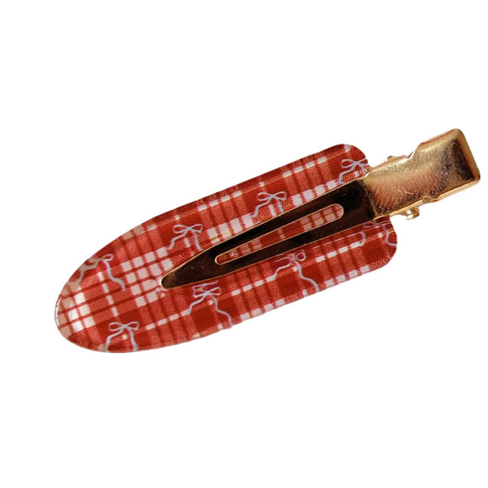 Wholesale Burgundy bow checkered bangs hair clip