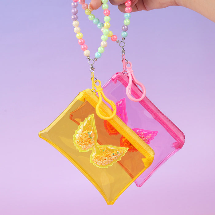 Wholesale PVC Transparent Wings Coin Purse Keychain Bag Charm Unisex Trendy Gift