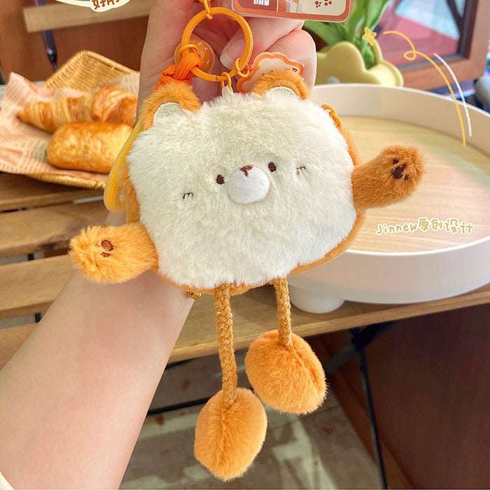 Wholesale Bear Bread House Pull Plush Pendant Keychains