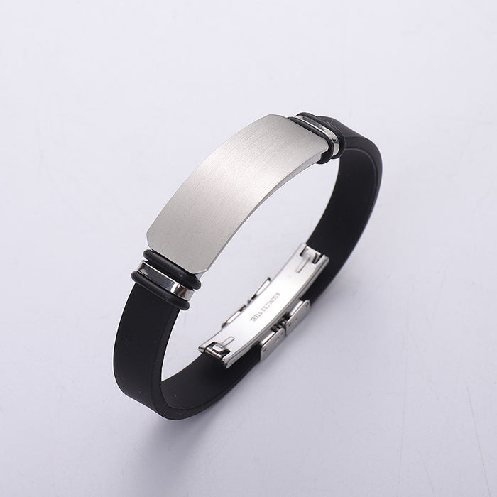 Wholesale Titanium steel personalized engraved sports basketball men's bracelet, silicone stainless steel couple bracelet