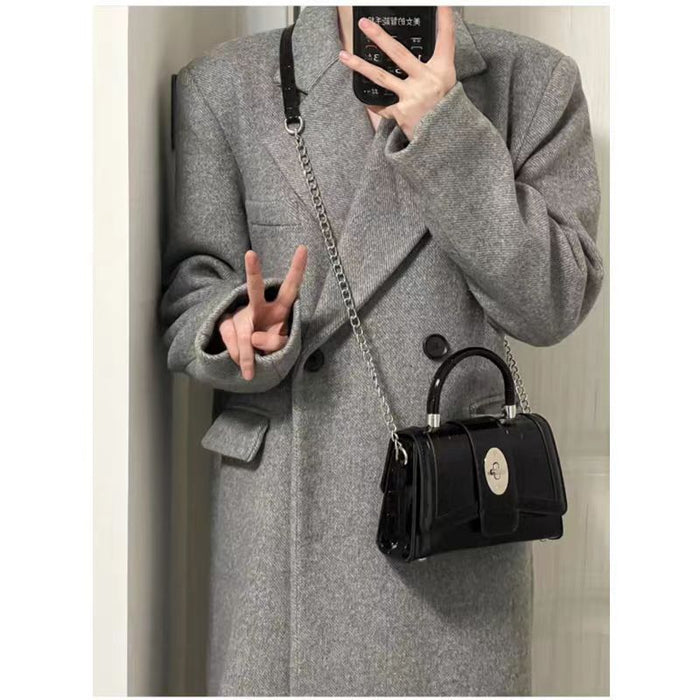 Wholesale Texture Chain Patent Leather Motorcycle Bag Women's Niche Portable Shoulder Crossbody Small Square Bag