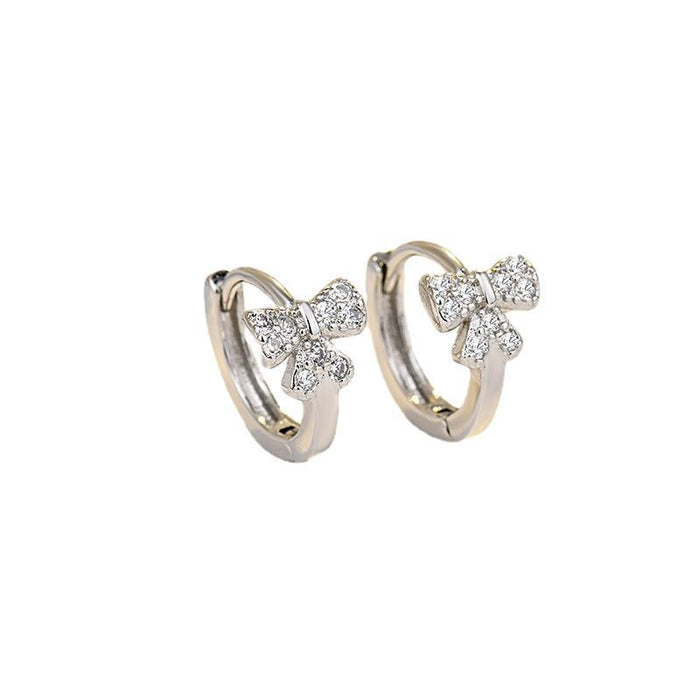 Wholesale Bows Silver Plated Copper Earrings JDC-ES-QLX070