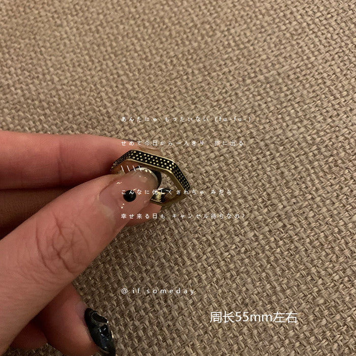 Wholesale Vintage vintage agate ring for women, niche, light luxury, high-end, unique opening index finger ring