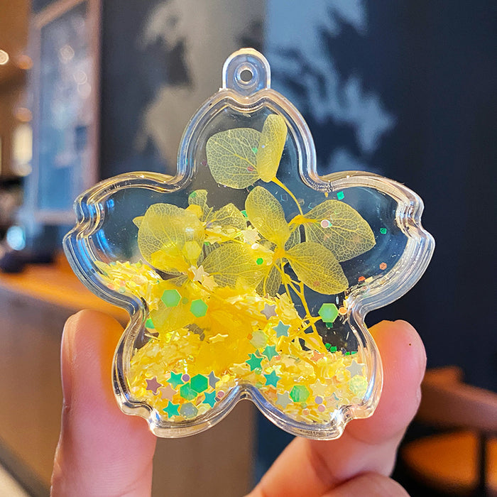 Wholesale Oil-flowing Quicksand Sakura Keychain