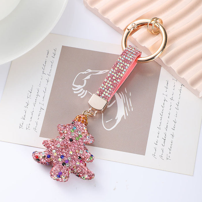 Wholesale Diamond-studded Christmas tree keychain,  Christmas gift,  car keyring