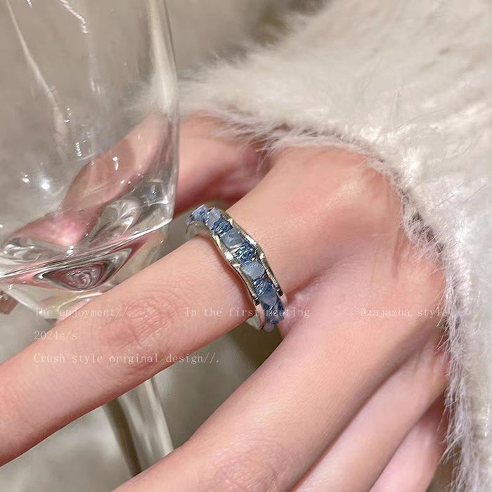 Wholesale Adjustable blue zircon snowflake ring